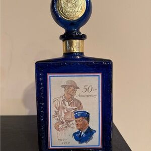 Vintage 1969 50th Anniversary Cobalt Blue Glass Decanter - American Legion